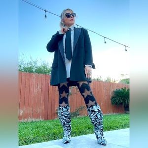 zara smoking blazer freepeople sequinboots  alexandermcqueen  sunglasses